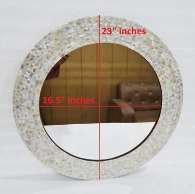 Mirror Wall Hanging Bedroom Mother of Pearl Design Frame Decorative Wall Hanging - Image 1 of 4