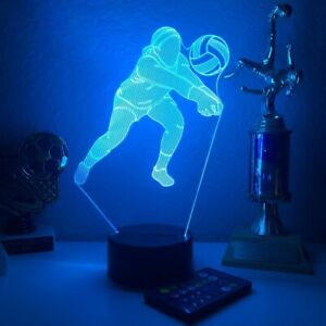 LED Night Light Desk Lamp  3D Kids Home Decor Art Hologram Female Volleyball