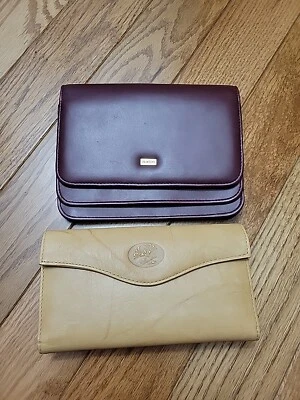 Cartera organizadora y clutch vintage BUXTON cuero beige y borgoña nueva (2 piezas) Foto 1 de 4