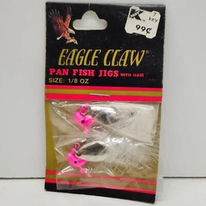 Vintage Eagle Claw Pan Fisch Jigs mit Haar rosa weiß 80-01-40 1/8oz a - Bild 1 von 3