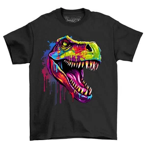 Dino Dripping Paint Effect t-shirt - Roaringly Funny! Funny t-shirt, Unisex Prin - Picture 1 of 38
