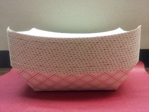 (50 TRAYS) 3 LB FOOD TRAYS RED CHECKERED PAPER BURGERS/CHIPS USA MADE - Picture 1 of 3