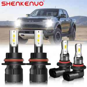 For 1997-2004 Ford F-250/350/450 Super Duty White LED Headlight + Fog Light Bulb - Picture 1 of 20