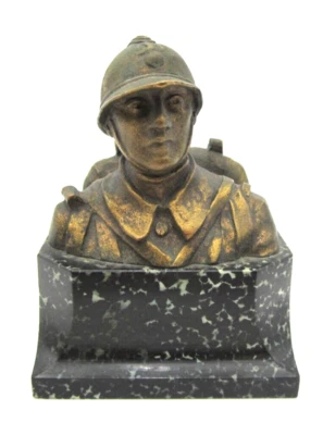 BUSTO DE BRONCE FUMIERE & CO SOLDADO FRANCÉS DE LA PRIMERA GUERRA MUNDIAL POR CHARLES E. RICHEFEU Foto 1 de 4