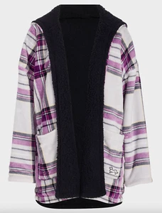NEW PETER ALEXANDER TARTAN / BLACK SHERPA REVERSIBLE HOODED JACKET L / XL RP$129 - Picture 1 of 4