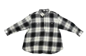 Old Navy Long Sleeve Maternity Black Plaid Flannel Boyfriend Shirt Womens L - Picture 1 of 10
