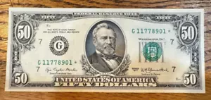 1977 $50 Federal Reserve Star Note Chicago (G) Crisp Uncirculated (G11778901) - Picture 1 of 2
