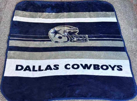 Vintage San Marcos Dallas Cowboys Plush Blanket NFL Fan 64X56 Blue Gray Cover