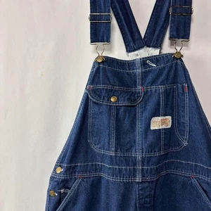 Vintage Red Camel Low Back Denim Overalls USA Made Workwear Rare W38 - Picture 1 of 14