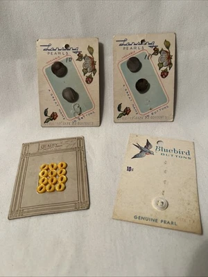 4 Vintage Cards Lansing Quality Bluebird Buttons Pearls Butterscotch - Image 1 of 4