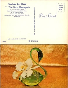 Postcard of Art Glass Vase with White Flowers - Michigan - Picture 1 of 1
