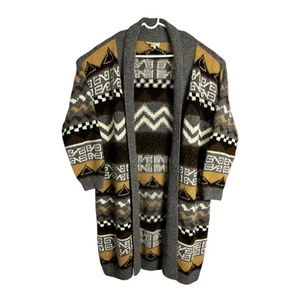 Artesanias Pachamama Alpaca Wool Fair Isle Open Duster Cardigan Aztec Hand Made - Picture 1 of 13