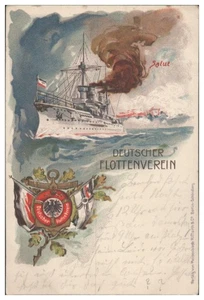 XX1410/ Deutscher Flottenverein Kriegsschiff Marine Litho AK 1908 - Picture 1 of 2