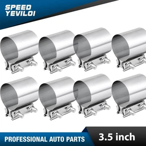 4/12x 3.5" T304 Stainless Steel Butt Joint Band Exhaust Clamp Sleeve Coupler 2Pc - Picture 1 of 12