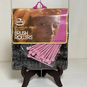 VTG Goody Brush Rollers 12 Large Aluminum Brush Rollers Pink Plastic Pins 9581/1 - Picture 1 of 19