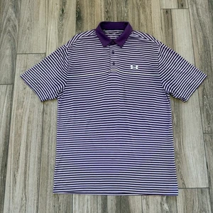 Under Armour UA Men’s Purple Striped Playoff Polo Golf Shirt Size Large/L - Picture 1 of 6