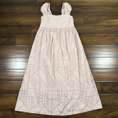 Hatch Maternity Women's Size 3 / Large Pink Ivy Eyelet Midi Dress Embroidered - Image 1 of 4