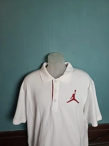 Nike Air Jordan Jumpman Logo Polo White Red Cotton Golf Shirt Men’s Size XL - Picture 1 of 16