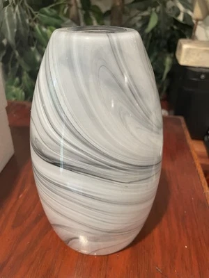 NEW VAXCEL P0176 Milano Mini Pendant Satin Nickel Finish B215 Marble Swirl Glass - Image 1 of 4