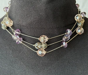 Retro Lavendel Perlen Statement Halskette - Urlaub Party Modeschmuck funkelnd - Bild 1 von 4