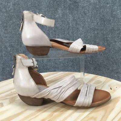 Miz Mooz Sandals Womens 39 Strappy Gray Ankle Strap Back Zip Casual Block Heels - Image 1 of 4