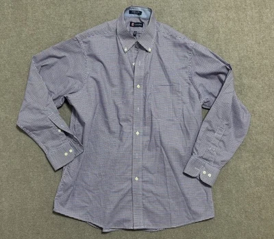 Chaps Shirt Mens 16-16.5 32/33 Blue Red Check Classic Fit Oxford Wrinkle Free - Image 1 of 4