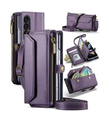 Funda tipo billetera plegable 4 para Samsung Galaxy Z con cremallera tarjetero y C... Envío rápido Foto 1 de 4