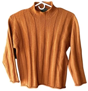 J Crew Oarsman Rolled Neck Sweater Mens M Gold Mustard Wool Knit Fisherman - Picture 1 of 8