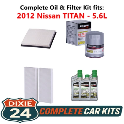 2012 Nissan TITAN 5.6L Complete Air, Oil & Cabin Filter Kit (5W-30) Foto 1 de 4