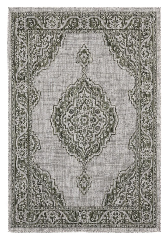 8x11 United Weavers Green Bordered Rings 3900 10245 - Aprx 7' 10" x 10' 6" - Image 1 of 1