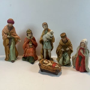 Nativity Set 3 Wisemen Baby Jesus Mary Joseph Made in Taiwan 5" Ceramic  - Picture 1 of 5