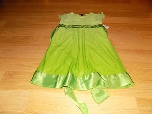 Girl's Size 8  BCX Girl Solid Green Sheer Organza Easter Dress Glitter Sparkle - Picture 1 of 5