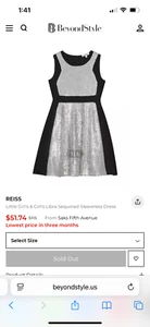 NEW Little Girls size 5-6 Formal Sleeveless dress, Reiss, black and silver  - Picture 1 of 7