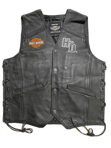 Harley-Davidson Men's Vest Biker Cafe Racer Motorcycle Genuine Cowhide Leather  - Picture 1 of 9