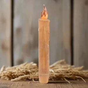Primitive/Country Cream 7" Battery Operated Flameless Taper Candle W/ Timer - Picture 1 of 2