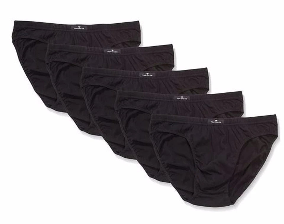 Tom Tailor Herren Slips Unterhosen Unterwäsche Brief - Schwarz, L/6, 5er Pack
