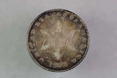 1852 Three Cent Silver XF+ natural toning. Offering combined shipping. - Image 1 of 2