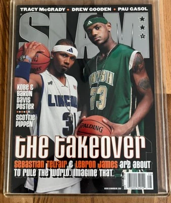 Revista Slam LeBron James/Sebastian Telfair 2002 sin etiqueta (sin póster) Foto 1 de 4