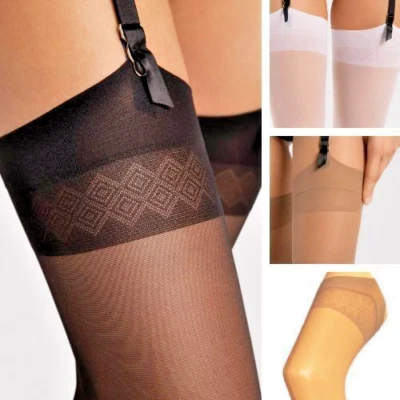 Fiore Romance 20DEN Strapsstrümpfe Schwarz S-XL Strapse Strümpfe Damen Nylons - Bild 1 von 4