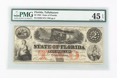 1864 Confederate $2 Note CXF-45 EPQ PMG Choice Extra Fine Tallahassee CSA Rebel - Image 1 of 4