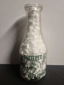 Athens Co-operative Creamery Protect The Children 1 Quart Milk Bottle - Picture 1 of 10
