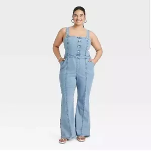 Women's Denim Jumpsuit - Ava & Viv Light Wash 16 - Picture 1 of 4