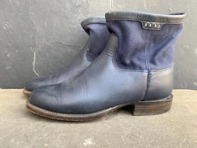 Botas curtas de couro/lona azul Lucchese tamanho 8 M - Imagem 1 de 4