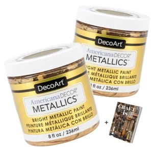 Americana Decor Metallics 24K Gold Paint - 2 Pack 8oz Metallic 24K Gold Acryl... - Picture 1 of 6