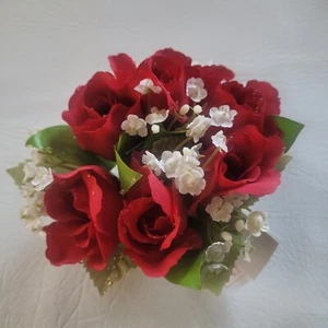 Lote de 24 anillos de velas de flores artificiales mesa de boda trabajo de Navidad rosa roja - Imagen 1 de 9