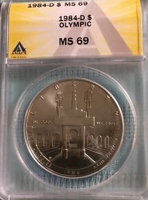 1984 D $1 Commemorative (Olympic), ANACS MS 69 - Image 1 of 2