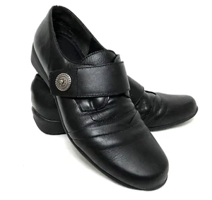 Munro American Women's 7M Comfort Black Leather Slip On with Adjustable Strap - Picture 1 of 19