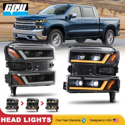 For 2019 2020 2021 Chevy Silverado 1500 LED Sequential Headlights Projector Pair - Image 1 of 4