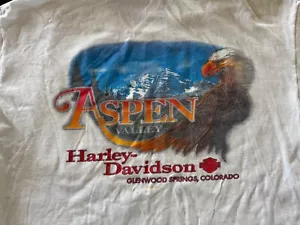 Vintage Harley Davidson T Shirt Sz L White Aspen Colorado Co Glenwood Springs - Picture 1 of 14