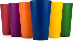 32ounce Plastic Tumblers Large Drinking Glasses Set Of 6 Multicolor Cup New - Picture 1 of 3